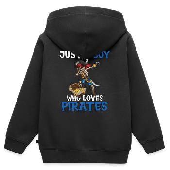 Cadeau d’anniversaire pirate garçons, pirates, canaille - Sweat Premium à capuche zippé enfant bio - noir - Dos - AI Model Kid Male (0cm)