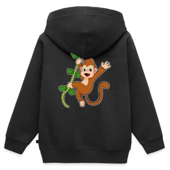 Affe Liane Dschungel - Kinder Premium Organic Zip Hoodie - Schwarz - Hinten - AI Model Kid Male (0cm)
