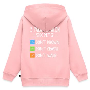 Paratriathlon-geheimnisse Ertrinken Nicht, Stürzen - Kinder Premium Organic Zip Hoodie - Rosa - Hinten - AI Model Kid Female (0cm)