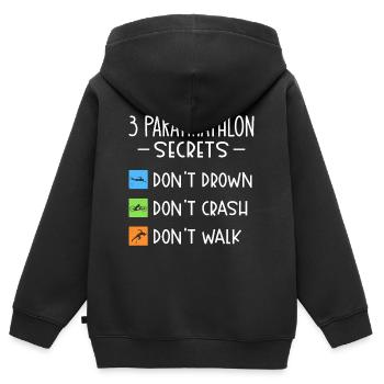 Paratriathlon-geheimnisse Ertrinken Nicht, Stürzen - Kinder Premium Organic Zip Hoodie - Schwarz - Hinten - AI Model Kid Male (0cm)