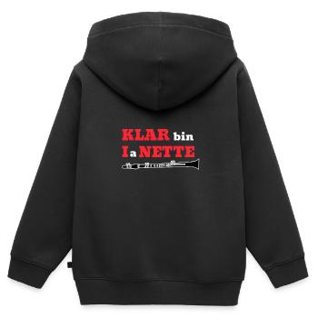 KLAR bin I a NETTE Klarinette Wortspiel - Kinder Premium Organic Zip Hoodie - Schwarz - Hinten - AI Model Kid Male (0cm)