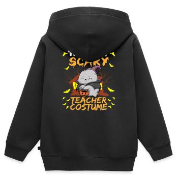 C’est mon effrayant professeur Costume School Halloween - Sweat Premium à capuche zippé enfant bio - noir - Dos - AI Model Kid Male (0cm)
