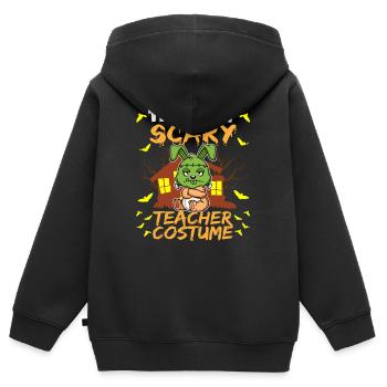 C’est mon effrayant professeur Costume School Halloween - Sweat Premium à capuche zippé enfant bio - noir - Dos - AI Model Kid Male (0cm)