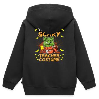 C’est mon effrayant professeur Costume School Halloween - Sweat Premium à capuche zippé enfant bio - noir - Dos - AI Model Kid Male (0cm)