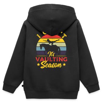 Je ne peux pas. C’est la saison de la voûte à cheval - Sweat Premium à capuche zippé enfant bio - noir - Dos - AI Model Kid Male (0cm)