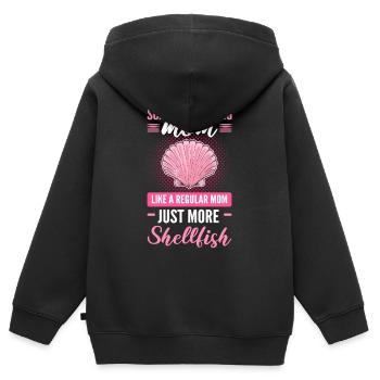 Maman chasseuse de pétoncles comme une maman ordinaire juste plus - Sweat Premium à capuche zippé enfant bio - noir - Dos - AI Model Kid Male (0cm)