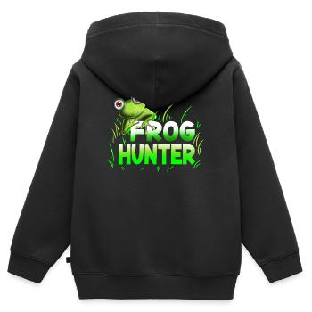 Kröten Fröschen Kaulquappe Frog Hunter Kindershirt - Kinder Premium Organic Zip Hoodie - Schwarz - Hinten - AI Model Kid Male (0cm)