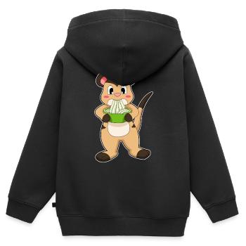 Cuisinier de suricates Cuisinière Cuisinière Cuisinière Cuisinette - Sweat Premium à capuche zippé enfant bio - noir - Dos - AI Model Kid Male (0cm)