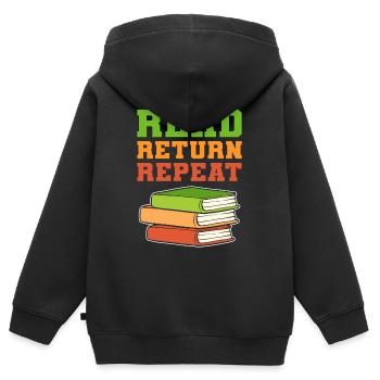Read Return Repeat Librarian Book Lover - Kinder Premium Organic Zip Hoodie - Schwarz - Hinten - AI Model Kid Male (0cm)