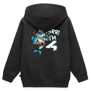 Geburtstag vierjährige Hai Piratenkostüm ARR I'm 4 - Kinder Premium Organic Zip Hoodie - Schwarz - Hinten - AI Model Kid Male (0cm)