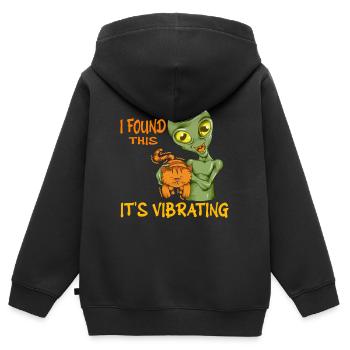 Witziges Alien Katze Motiv Spruch Schnurren Kater - Kinder Premium Organic Zip Hoodie - Schwarz - Hinten - AI Model Kid Male (0cm)