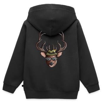 Jäger Motiv Hirsch Rotwild Geweih Treibjagt Fan - Kinder Premium Organic Zip Hoodie - Schwarz - Hinten - AI Model Kid Male (0cm)