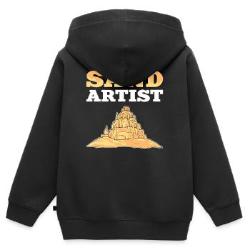 Artiste de sable Sand Art Château de sable et sculpture de sable - Sweat Premium à capuche zippé enfant bio - noir - Dos - AI Model Kid Male (0cm)