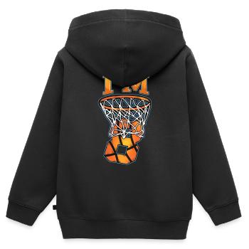 Maillot d’anniversaire pour le huitième 8e B-Day Basketball - Sweat Premium à capuche zippé enfant bio - noir - Dos - AI Model Kid Male (0cm)