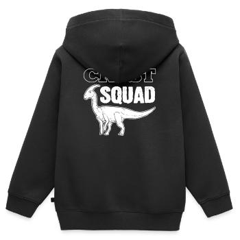 Crest Squad Parasaurolophus Dinosaur - Kinder Premium Organic Zip Hoodie - Schwarz - Hinten - AI Model Kid Male (0cm)