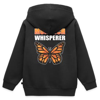 Monarque Chuchoteur Monarque Papillon - Sweat Premium à capuche zippé enfant bio - noir - Dos - AI Model Kid Male (0cm)