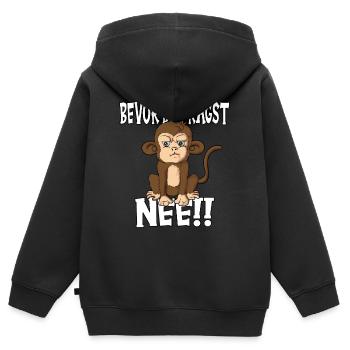 Sag bevor du fragst nee Affenoutfit Affenliebhaber - Kinder Premium Organic Zip Hoodie - Schwarz - Hinten - AI Model Kid Male (0cm)