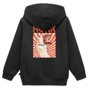 Chasseur d’œufs De La ferme d’oies Klaxon - Sweat Premium à capuche zippé enfant bio - noir - Dos - AI Model Kid Male (0cm)