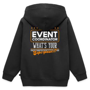 Ich bin ein Event-Koordinator Was ist deine Superkraft - Kinder Premium Organic Zip Hoodie - Schwarz - Hinten - AI Model Kid Male (0cm)