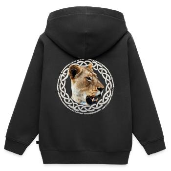 Wikinger Löwin - Kinder Premium Organic Zip Hoodie - Schwarz - Hinten - AI Model Kid Male (0cm)