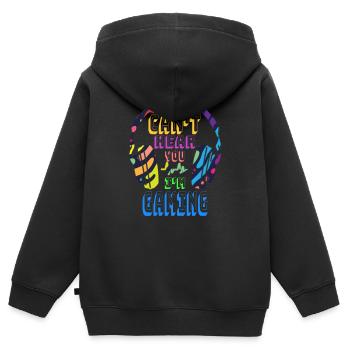 Can't hear you I'm Gaming - Lustiges Video Gamer Geschenk - Kinder Premium Organic Zip Hoodie - Schwarz - Hinten - AI Model Kid Male (0cm)