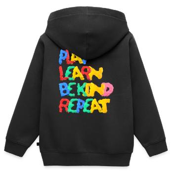 Spielen Lernen Sei freundlich Wiederholen Anti-Mobbing Wellenförmig - Kinder Premium Organic Zip Hoodie - Schwarz - Hinten - AI Model Kid Male (0cm)