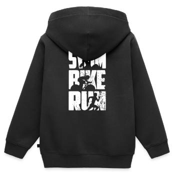 Triathlon Triathlet - Kinder Premium Organic Zip Hoodie - Schwarz - Hinten - AI Model Kid Male (0cm)