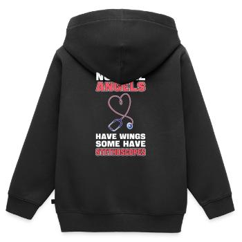 Tous les anges n’ont pas d’ailes Certains ont des stéthoscopes - Sweat Premium à capuche zippé enfant bio - noir - Dos - AI Model Kid Male (0cm)