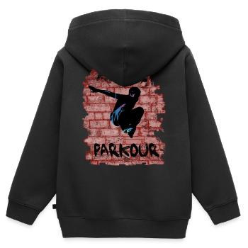 Parkour - Kinder Premium Organic Zip Hoodie - Schwarz - Hinten - AI Model Kid Male (0cm)