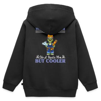 Dessinateur technique Maman comme une maman régulière mais plus cool - Sweat Premium à capuche zippé enfant bio - noir - Dos - AI Model Kid Male (0cm)
