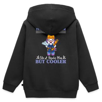 Dessinateur technique Maman comme une maman régulière mais plus cool - Sweat Premium à capuche zippé enfant bio - noir - Dos - AI Model Kid Male (0cm)