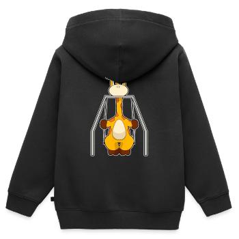Balançoire girafe - Sweat Premium à capuche zippé enfant bio - noir - Dos - AI Model Kid Male (0cm)