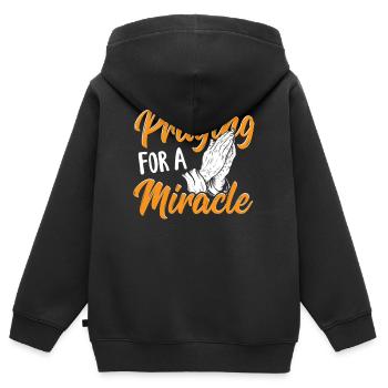 Prier pour un pasteur miracle - Sweat Premium à capuche zippé enfant bio - noir - Dos - AI Model Kid Male (0cm)