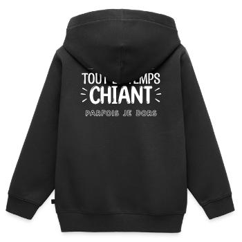 Je ne suis pas tout le temps chiant pafois je dors - Sweat Premium à capuche zippé enfant bio - noir - Dos - AI Model Kid Male (0cm)