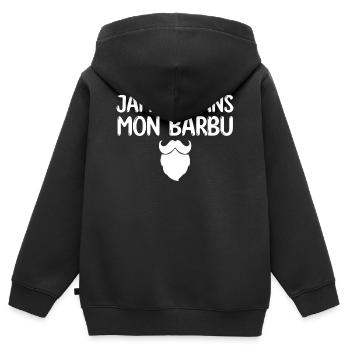 Jamais sans mon barbu - cadeau couple mariée barbu - Sweat Premium à capuche zippé enfant bio - noir - Dos - AI Model Kid Male (0cm)