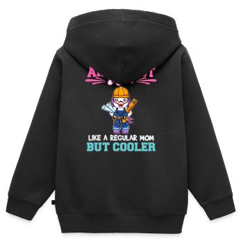 Architecte Maman comme une maman régulière mais plus cool - Sweat Premium à capuche zippé enfant bio - noir - Dos - AI Model Kid Male (0cm)