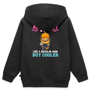 Architecte Maman comme une maman régulière mais plus cool - Sweat Premium à capuche zippé enfant bio - noir - Dos - AI Model Kid Male (0cm)