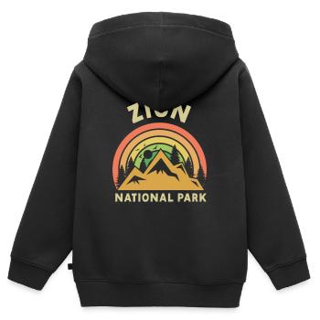 Parc national de Zion Utah Randonnée Camping en plein air - Sweat Premium à capuche zippé enfant bio - noir - Dos - AI Model Kid Male (0cm)
