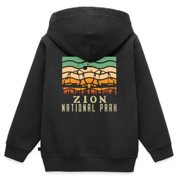 Parc national de Zion Utah Randonnée Camping en plein air - Sweat Premium à capuche zippé enfant bio - noir - Dos - AI Model Kid Male (0cm)