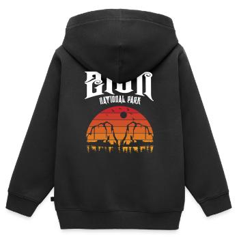 Parc national de Zion Utah Randonnée Camping en plein air - Sweat Premium à capuche zippé enfant bio - noir - Dos - AI Model Kid Male (0cm)