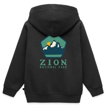 Parc national de Zion Utah Randonnée Camping en plein air - Sweat Premium à capuche zippé enfant bio - noir - Dos - AI Model Kid Male (0cm)