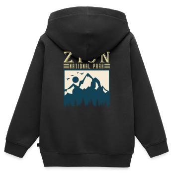 Parc national de Zion Utah Randonnée Camping en plein air - Sweat Premium à capuche zippé enfant bio - noir - Dos - AI Model Kid Male (0cm)
