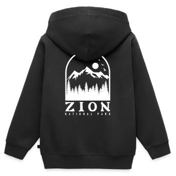 Parc national de Zion Utah Randonnée Camping en plein air - Sweat Premium à capuche zippé enfant bio - noir - Dos - AI Model Kid Male (0cm)