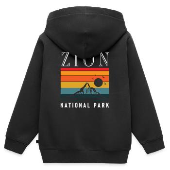 Parc national de Zion Utah Randonnée Camping en plein air - Sweat Premium à capuche zippé enfant bio - noir - Dos - AI Model Kid Male (0cm)