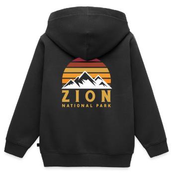 Parc national de Zion Utah Randonnée Camping en plein air - Sweat Premium à capuche zippé enfant bio - noir - Dos - AI Model Kid Male (0cm)