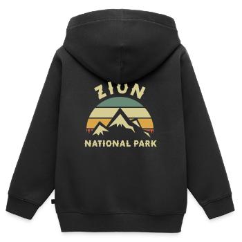 Parc national de Zion Utah Randonnée Camping en plein air - Sweat Premium à capuche zippé enfant bio - noir - Dos - AI Model Kid Male (0cm)