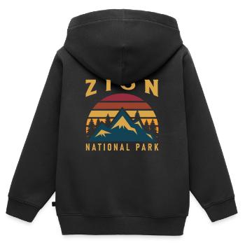 Parc national de Zion Utah Randonnée Camping en plein air - Sweat Premium à capuche zippé enfant bio - noir - Dos - AI Model Kid Male (0cm)