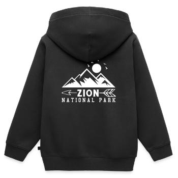 Parc national de Zion Utah Randonnée Camping en plein air - Sweat Premium à capuche zippé enfant bio - noir - Dos - AI Model Kid Male (0cm)
