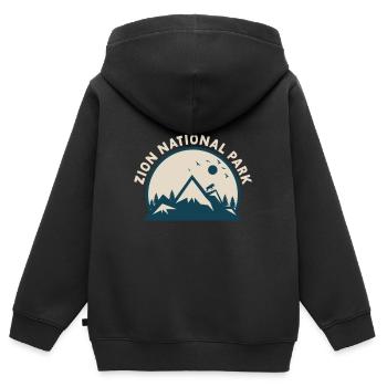 Parc national de Zion Utah Randonnée Camping en plein air - Sweat Premium à capuche zippé enfant bio - noir - Dos - AI Model Kid Male (0cm)