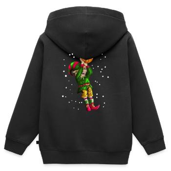 Basketball Weihnachtself spielt Basketballgeschenk - Kinder Premium Organic Zip Hoodie - Schwarz - Hinten - AI Model Kid Male (0cm)